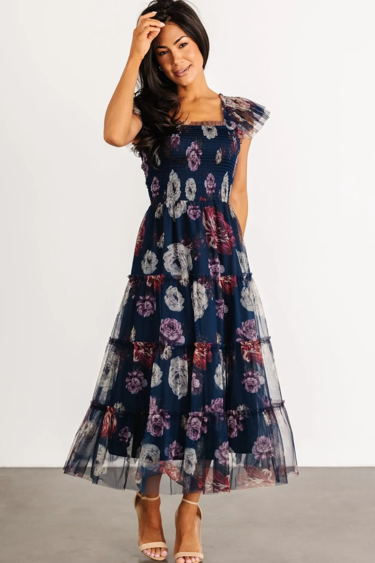 Sale Baltic Born Clementine Tulle Midi Dress | Navy Floral NavyFloral