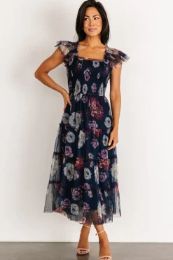 Sale Baltic Born Clementine Tulle Midi Dress | Navy Floral NavyFloral