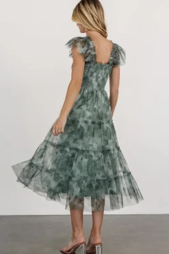Fashion Baltic Born Clementine Tulle Midi Dress | Dusty Green Print DustyGreenPrint