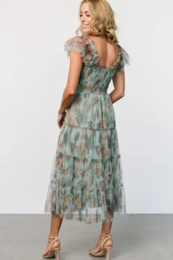 New Baltic Born Clementine Tulle Midi Dress | Sage Multi Floral SageMultiFloral