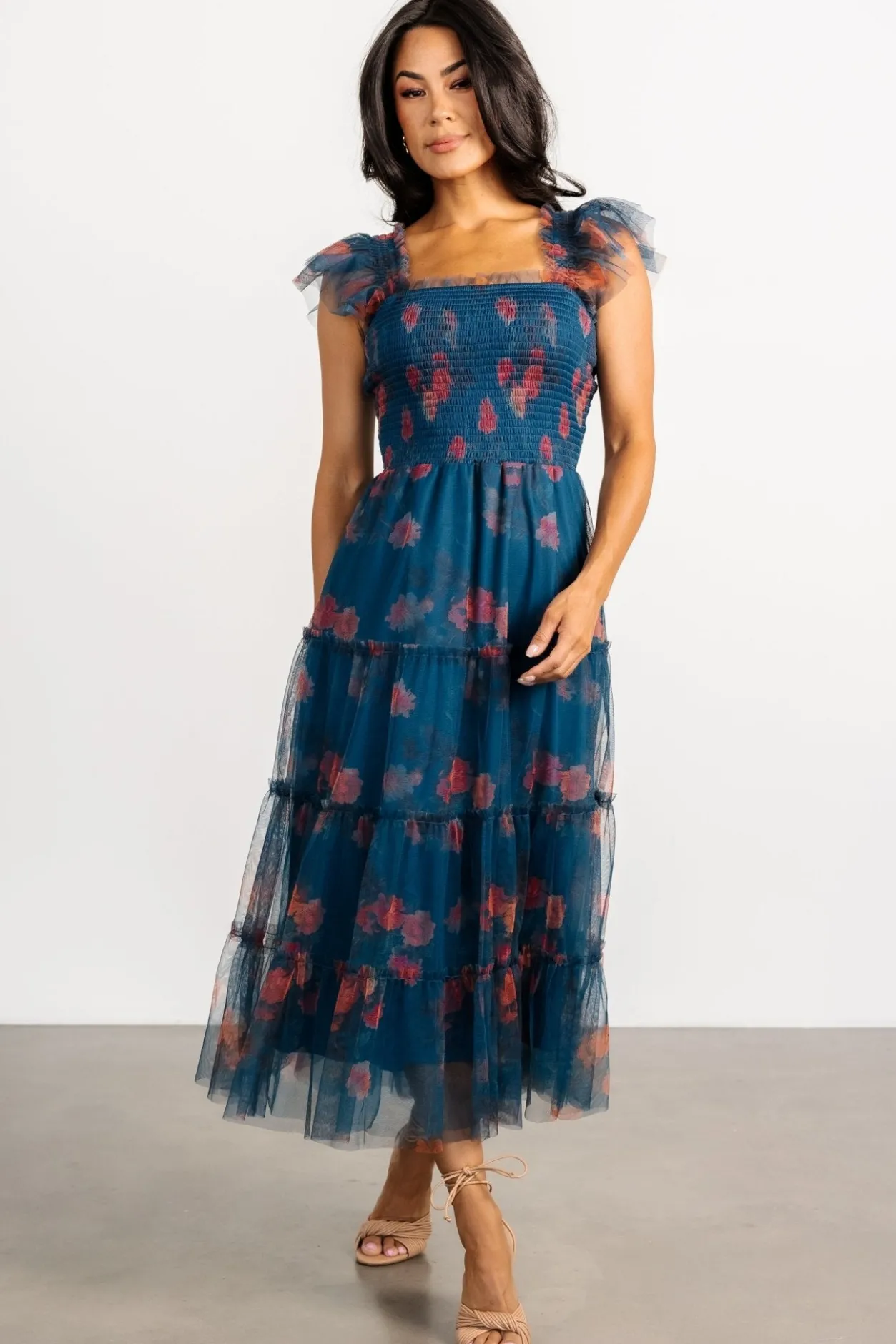 Best Baltic Born Clementine Tulle Midi Dress | Persian Blue + Rust PersianBlue+Rust
