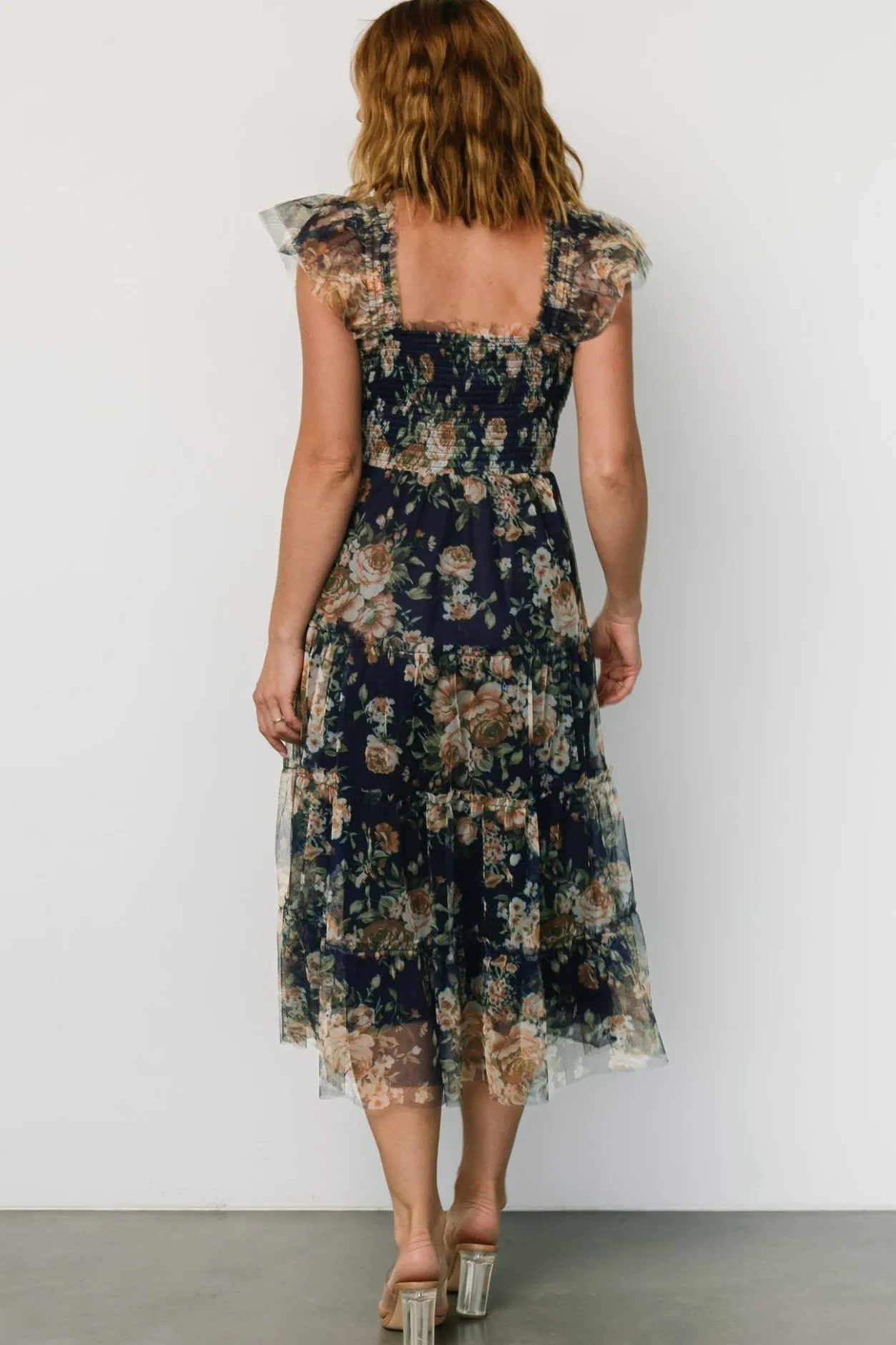 New Baltic Born Clementine Tulle Midi Dress | Blue + Golden Floral Blue+GoldenFloral