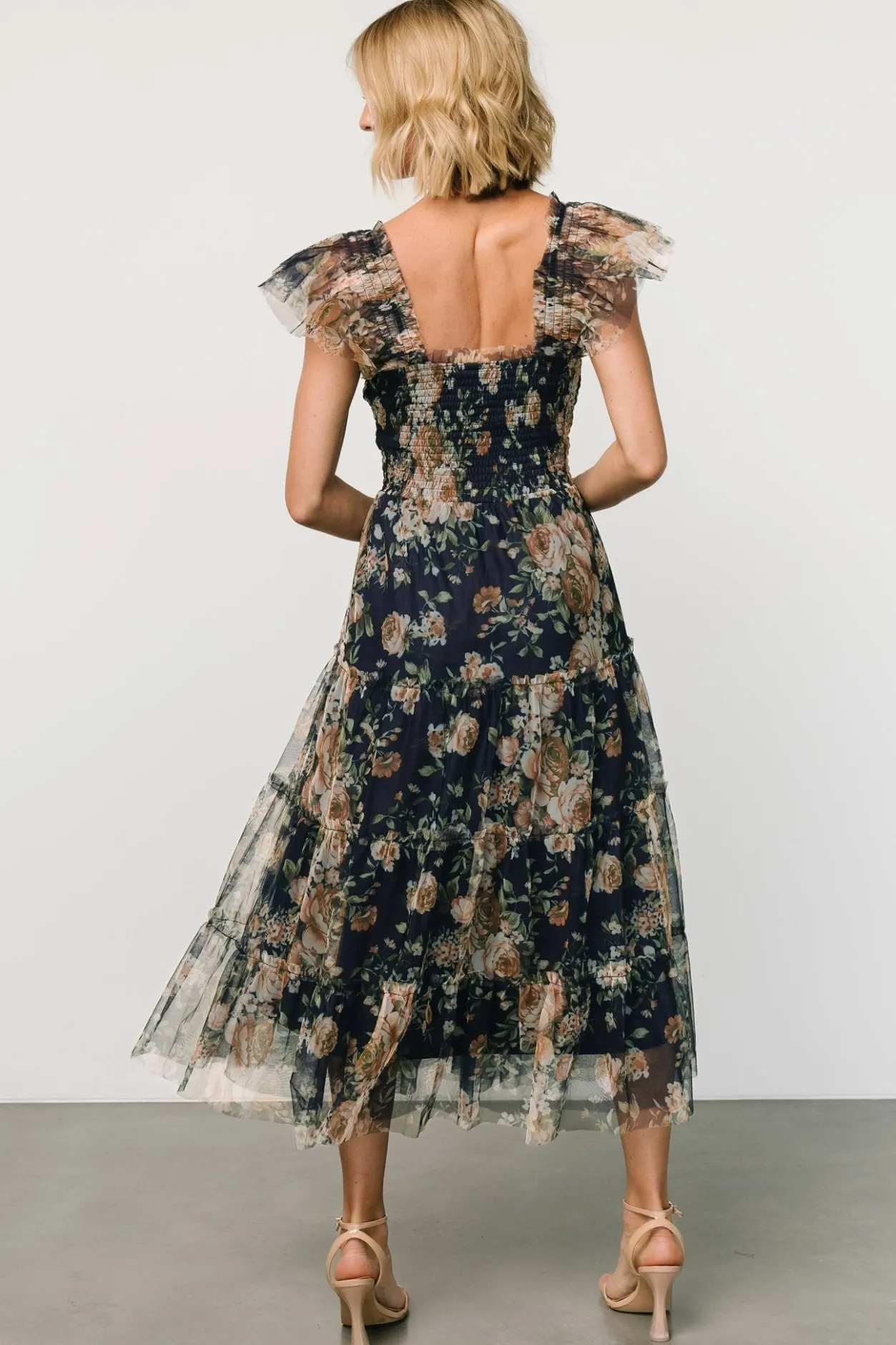 New Baltic Born Clementine Tulle Midi Dress | Blue + Golden Floral Blue+GoldenFloral