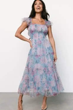Clearance Baltic Born Clementine Tulle Midi Dress | Light Blue + Pink LightBlue+Pink