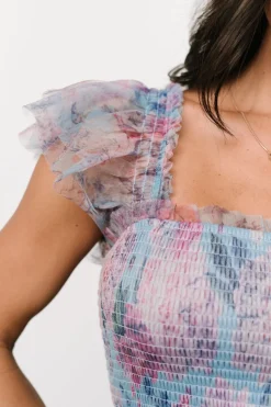 Clearance Baltic Born Clementine Tulle Midi Dress | Light Blue + Pink LightBlue+Pink