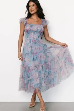 Clearance Baltic Born Clementine Tulle Midi Dress | Light Blue + Pink LightBlue+Pink