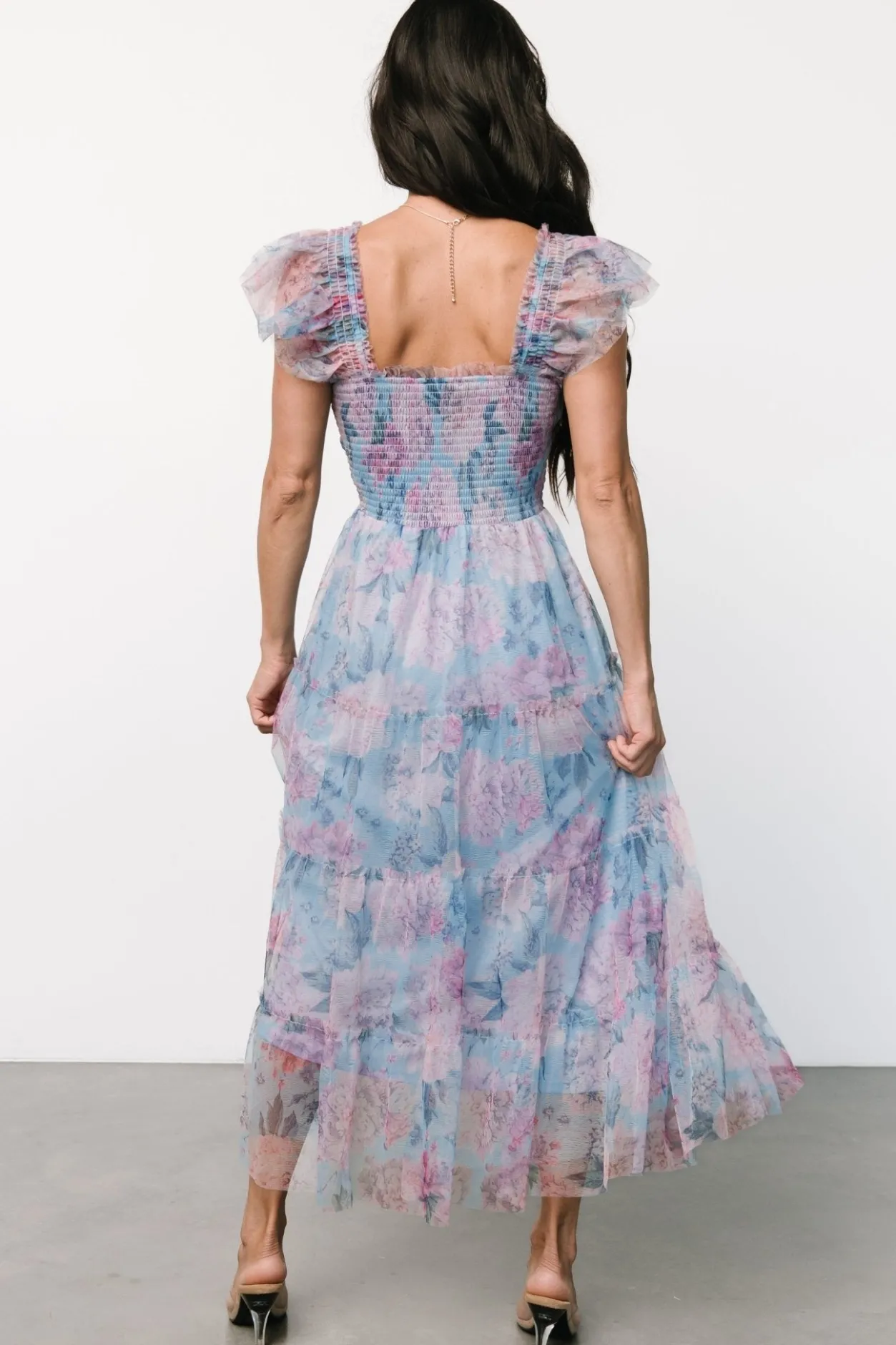 Clearance Baltic Born Clementine Tulle Midi Dress | Light Blue + Pink LightBlue+Pink