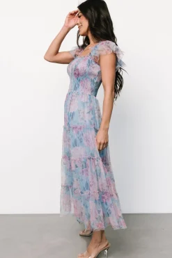 Clearance Baltic Born Clementine Tulle Midi Dress | Light Blue + Pink LightBlue+Pink