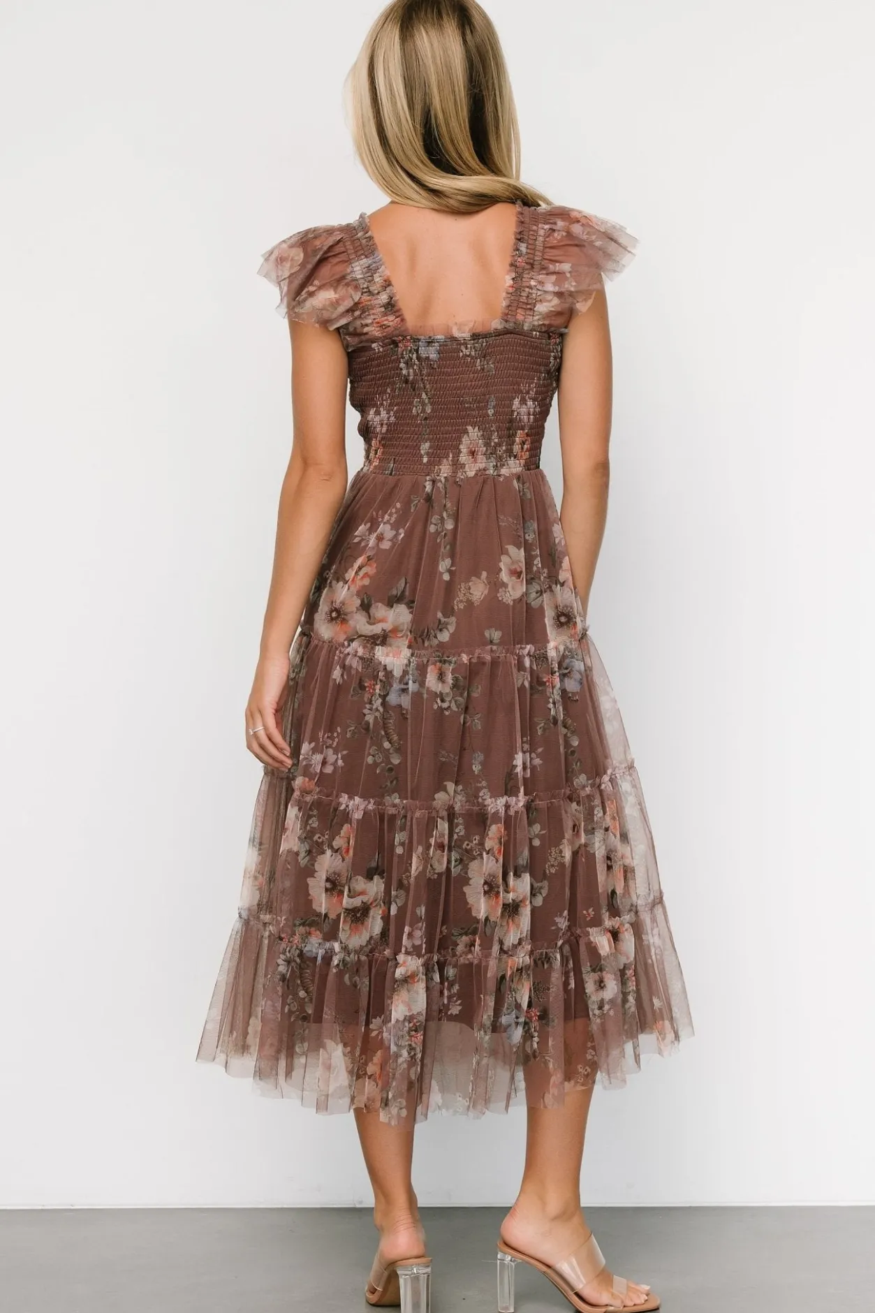 Outlet Baltic Born Clementine Tulle Midi Dress | Vintage Taupe Floral VintageTaupeFloral