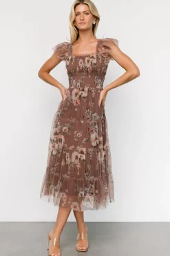 Outlet Baltic Born Clementine Tulle Midi Dress | Vintage Taupe Floral VintageTaupeFloral