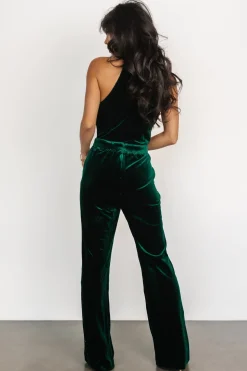 Discount Baltic Born Cleopatra Velvet Jumpsuit | Dark Green DarkGreen
