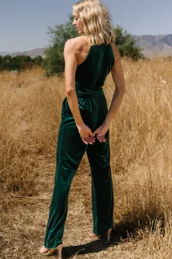 Discount Baltic Born Cleopatra Velvet Jumpsuit | Dark Green DarkGreen