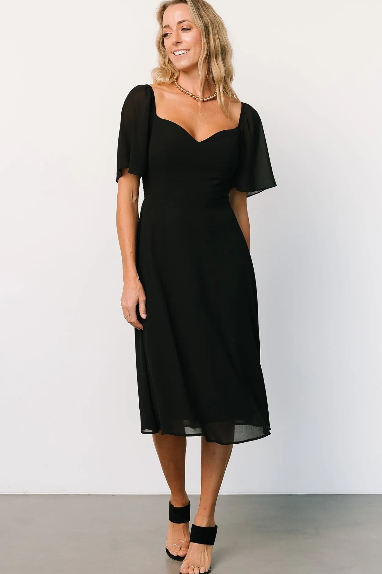Hot Baltic Born Colette Sweetheart Midi Dress | Black