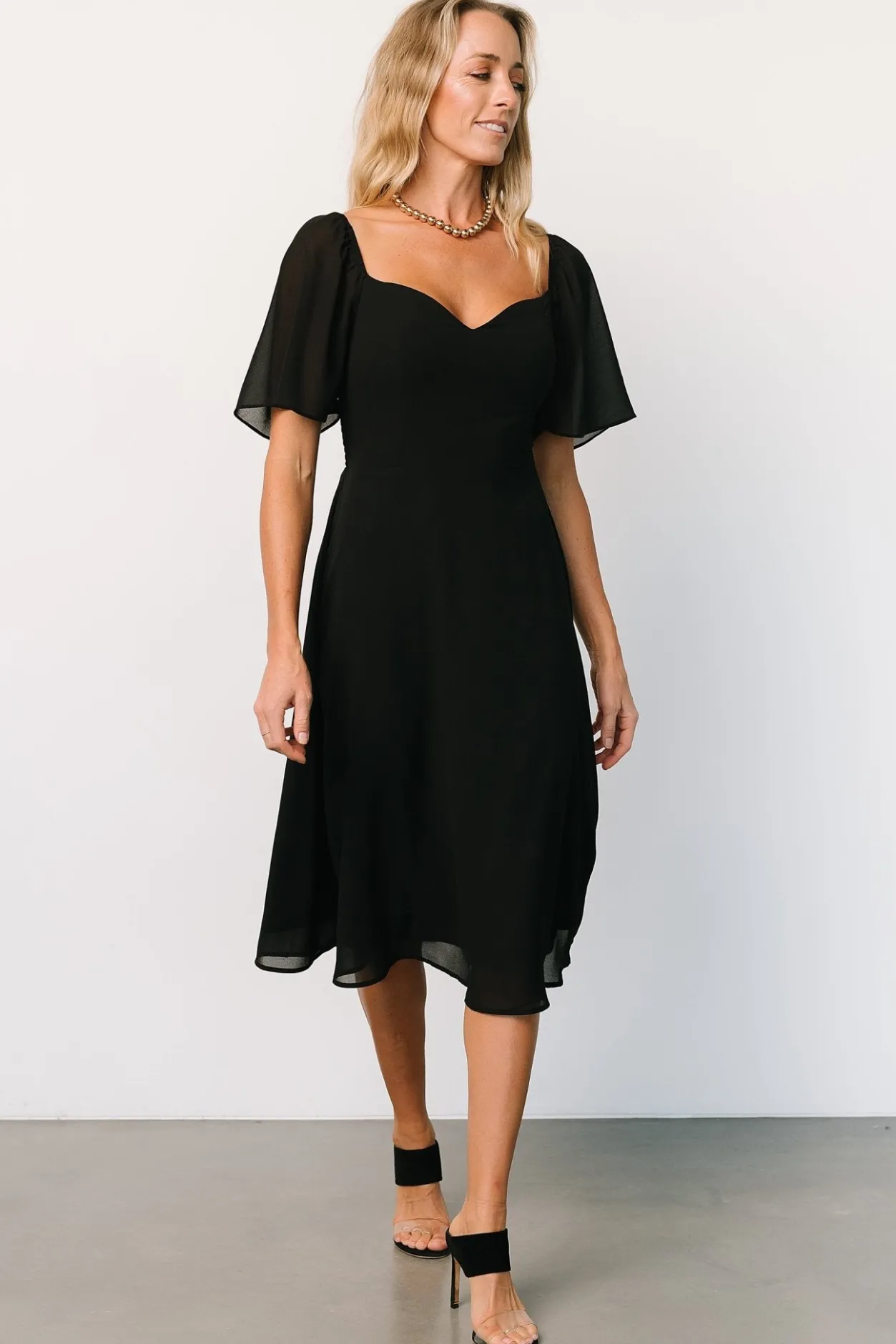 Hot Baltic Born Colette Sweetheart Midi Dress | Black
