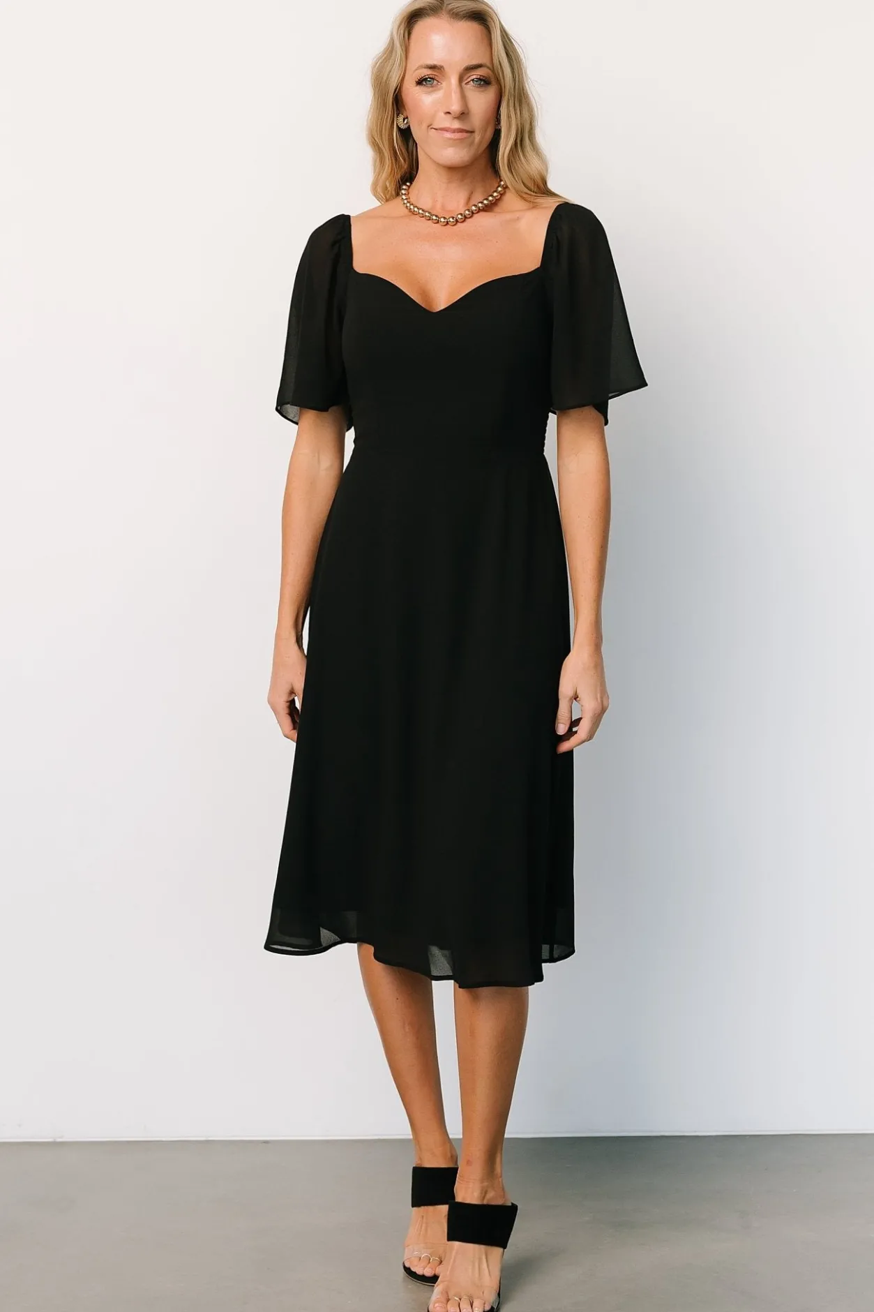 Hot Baltic Born Colette Sweetheart Midi Dress | Black