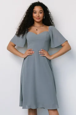 Sale Baltic Born Colette Sweetheart Midi Dress | Dusty Blue DustyBlue