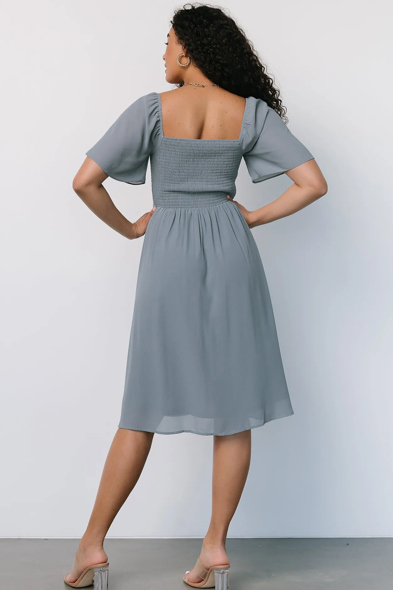 Sale Baltic Born Colette Sweetheart Midi Dress | Dusty Blue DustyBlue