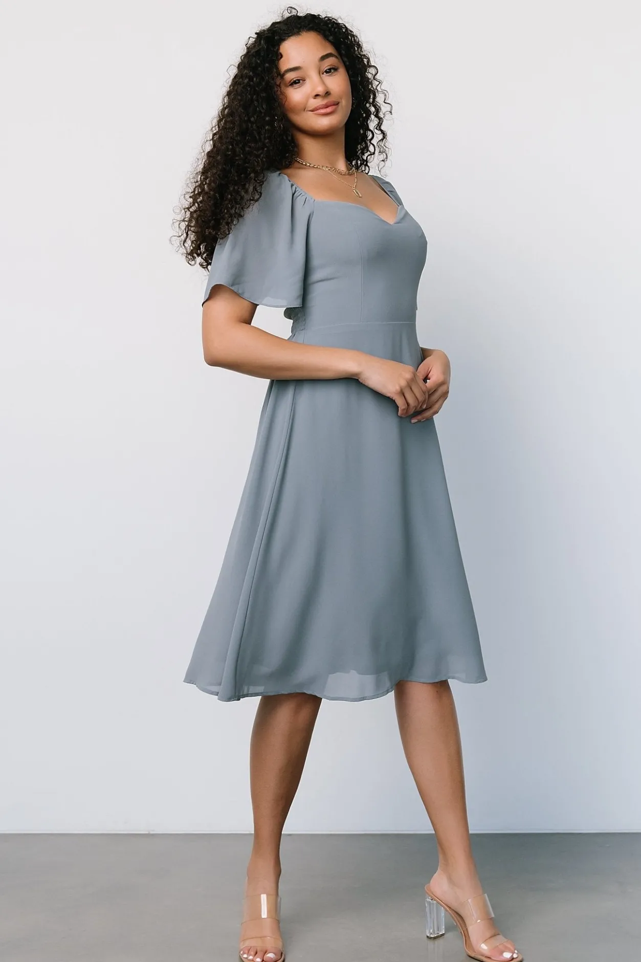 Sale Baltic Born Colette Sweetheart Midi Dress | Dusty Blue DustyBlue