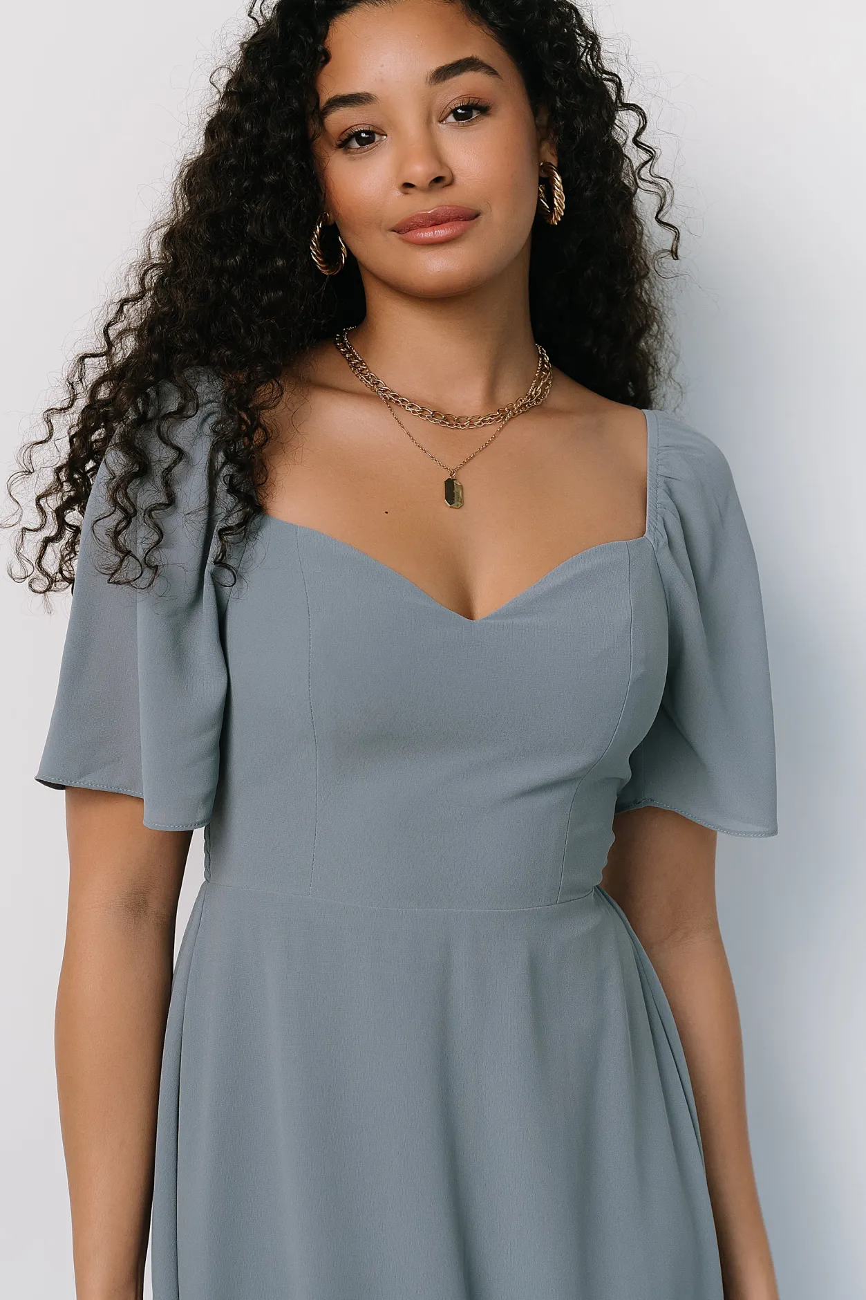 Sale Baltic Born Colette Sweetheart Midi Dress | Dusty Blue DustyBlue