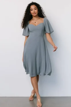 Sale Baltic Born Colette Sweetheart Midi Dress | Dusty Blue DustyBlue