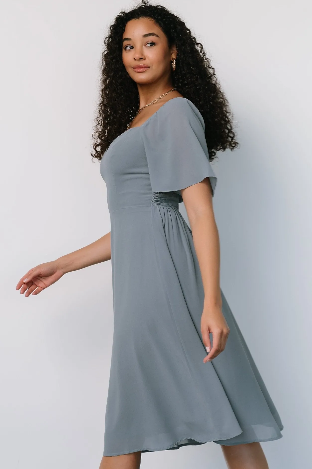 Sale Baltic Born Colette Sweetheart Midi Dress | Dusty Blue DustyBlue