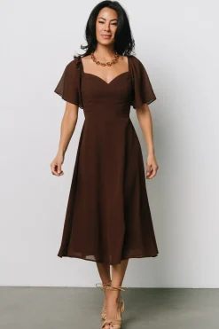 New Baltic Born Colette Sweetheart Midi Dress | Espresso