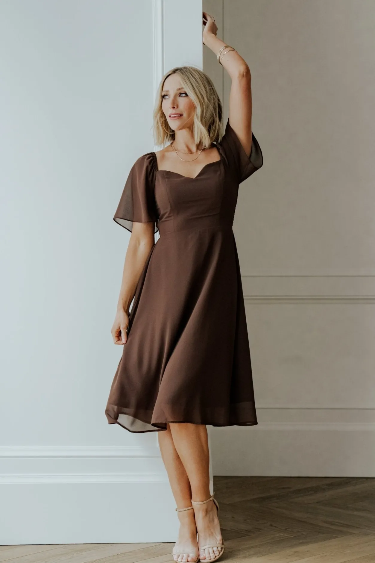 New Baltic Born Colette Sweetheart Midi Dress | Espresso