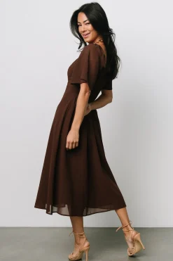 New Baltic Born Colette Sweetheart Midi Dress | Espresso