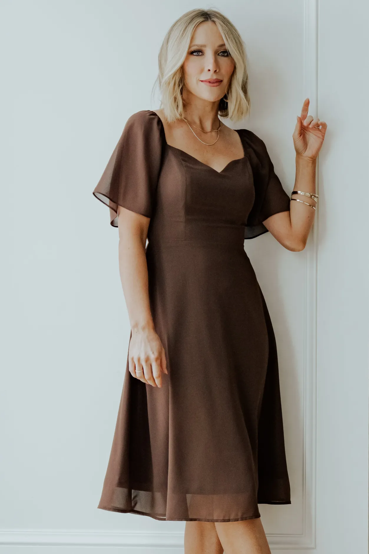 New Baltic Born Colette Sweetheart Midi Dress | Espresso