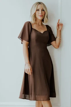 New Baltic Born Colette Sweetheart Midi Dress | Espresso