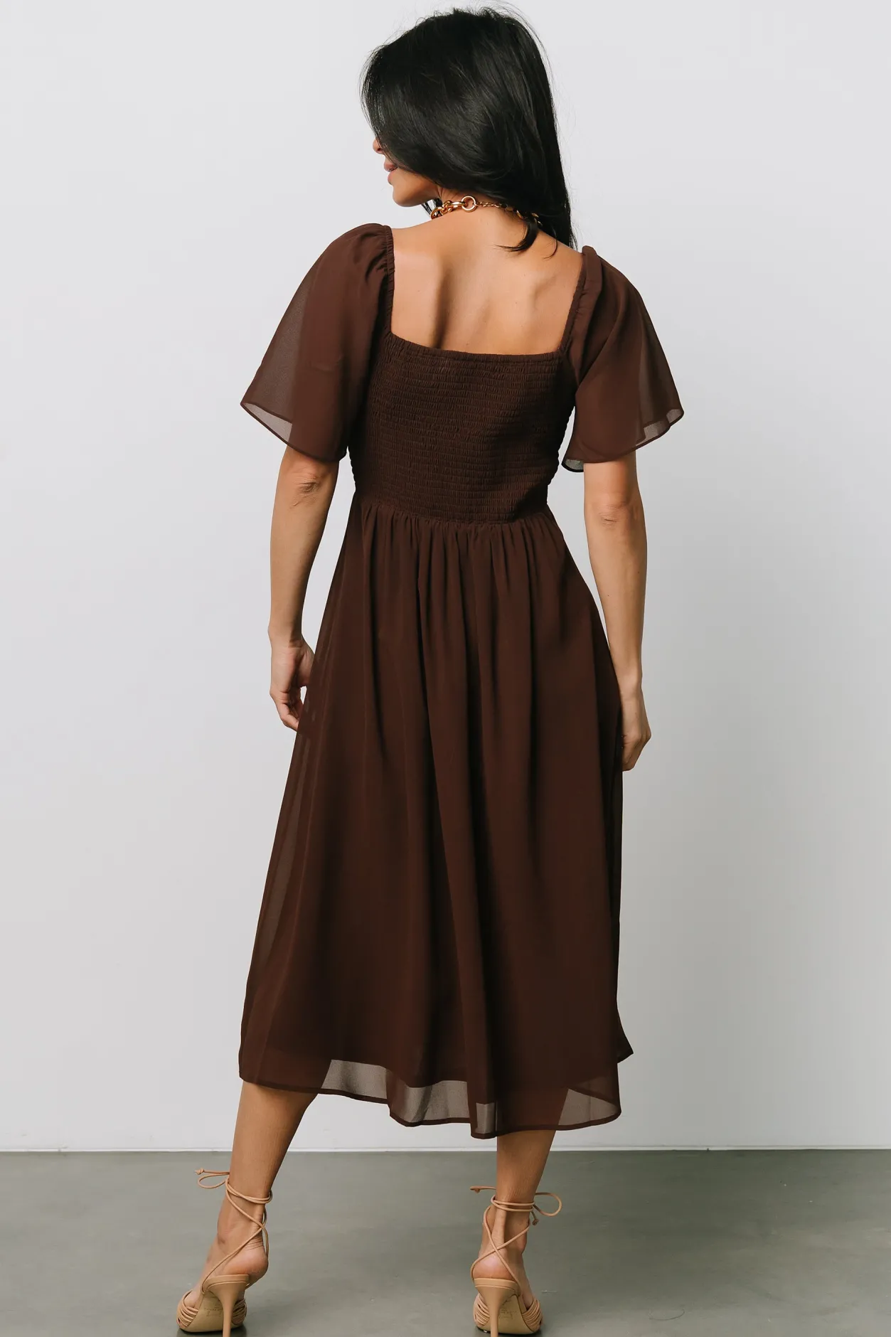 New Baltic Born Colette Sweetheart Midi Dress | Espresso