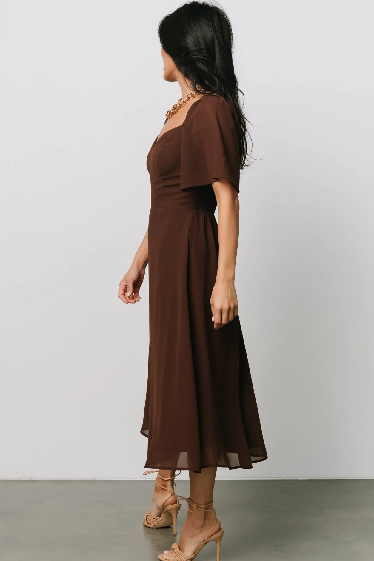 New Baltic Born Colette Sweetheart Midi Dress | Espresso