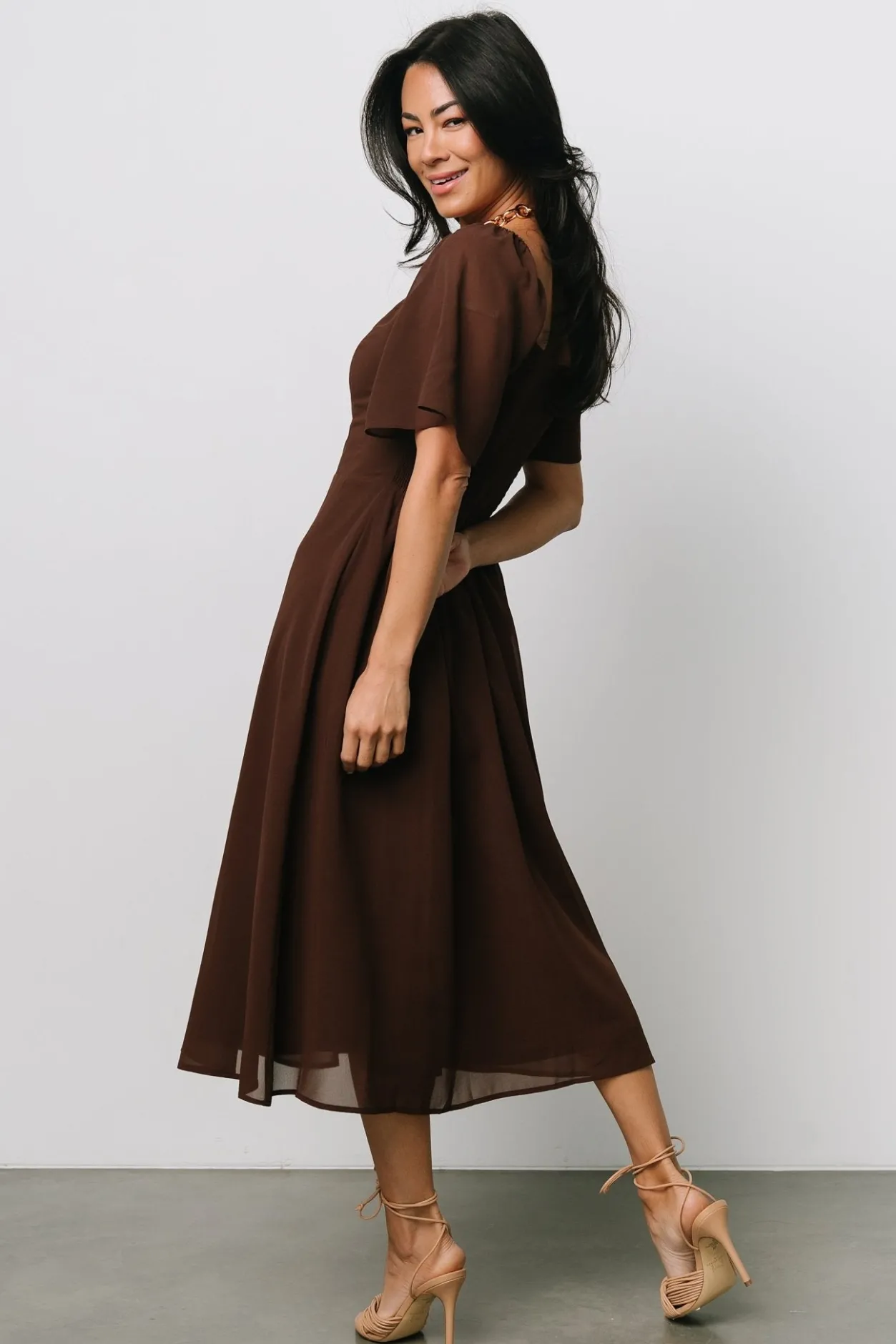 New Baltic Born Colette Sweetheart Midi Dress | Espresso