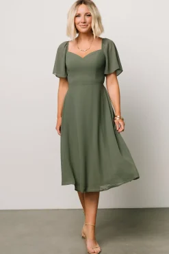 Hot Baltic Born Colette Sweetheart Midi Dress | Dark Sage DarkSage