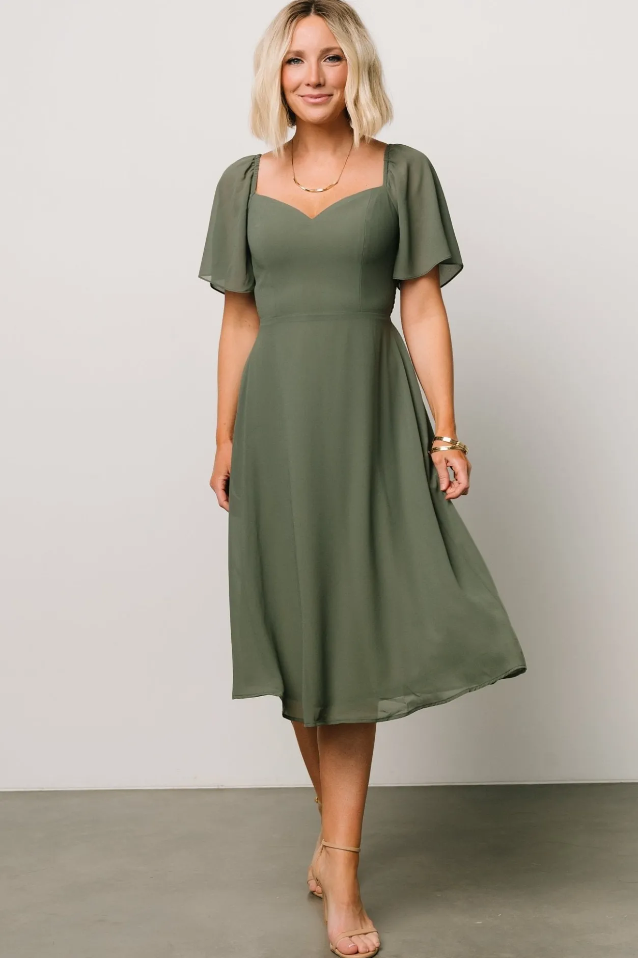Hot Baltic Born Colette Sweetheart Midi Dress | Dark Sage DarkSage