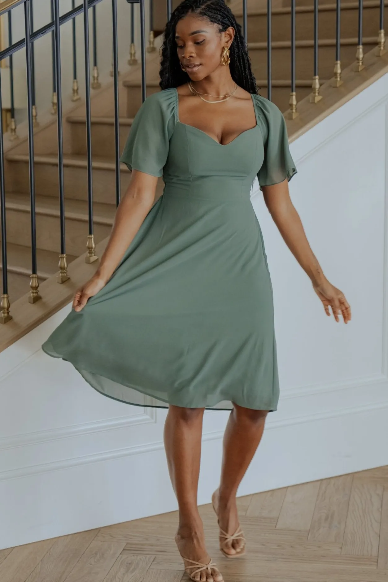 Hot Baltic Born Colette Sweetheart Midi Dress | Dark Sage DarkSage