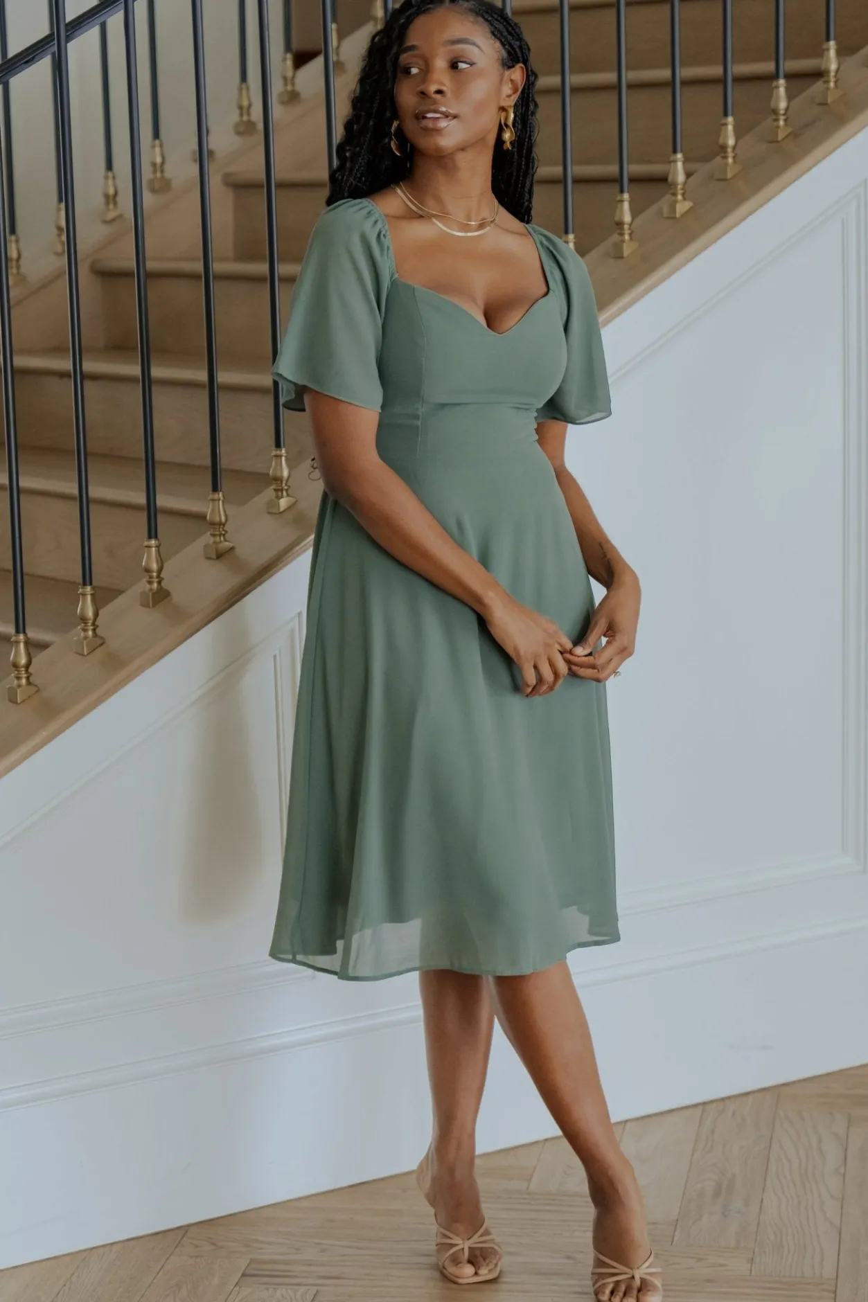 Hot Baltic Born Colette Sweetheart Midi Dress | Dark Sage DarkSage