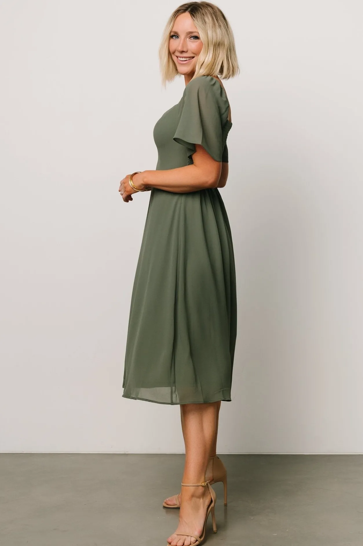 Hot Baltic Born Colette Sweetheart Midi Dress | Dark Sage DarkSage