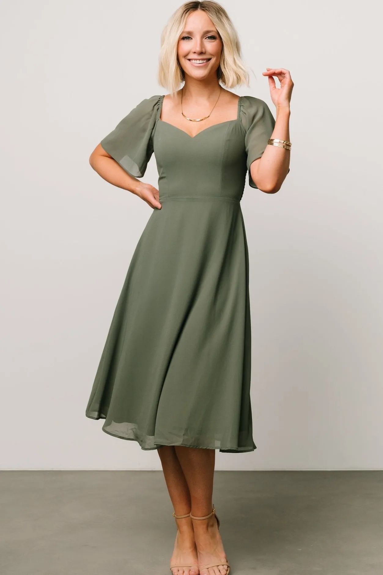 Hot Baltic Born Colette Sweetheart Midi Dress | Dark Sage DarkSage