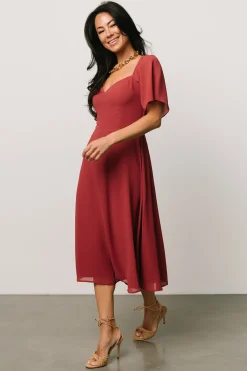Online Baltic Born Colette Sweetheart Midi Dress | Terracotta