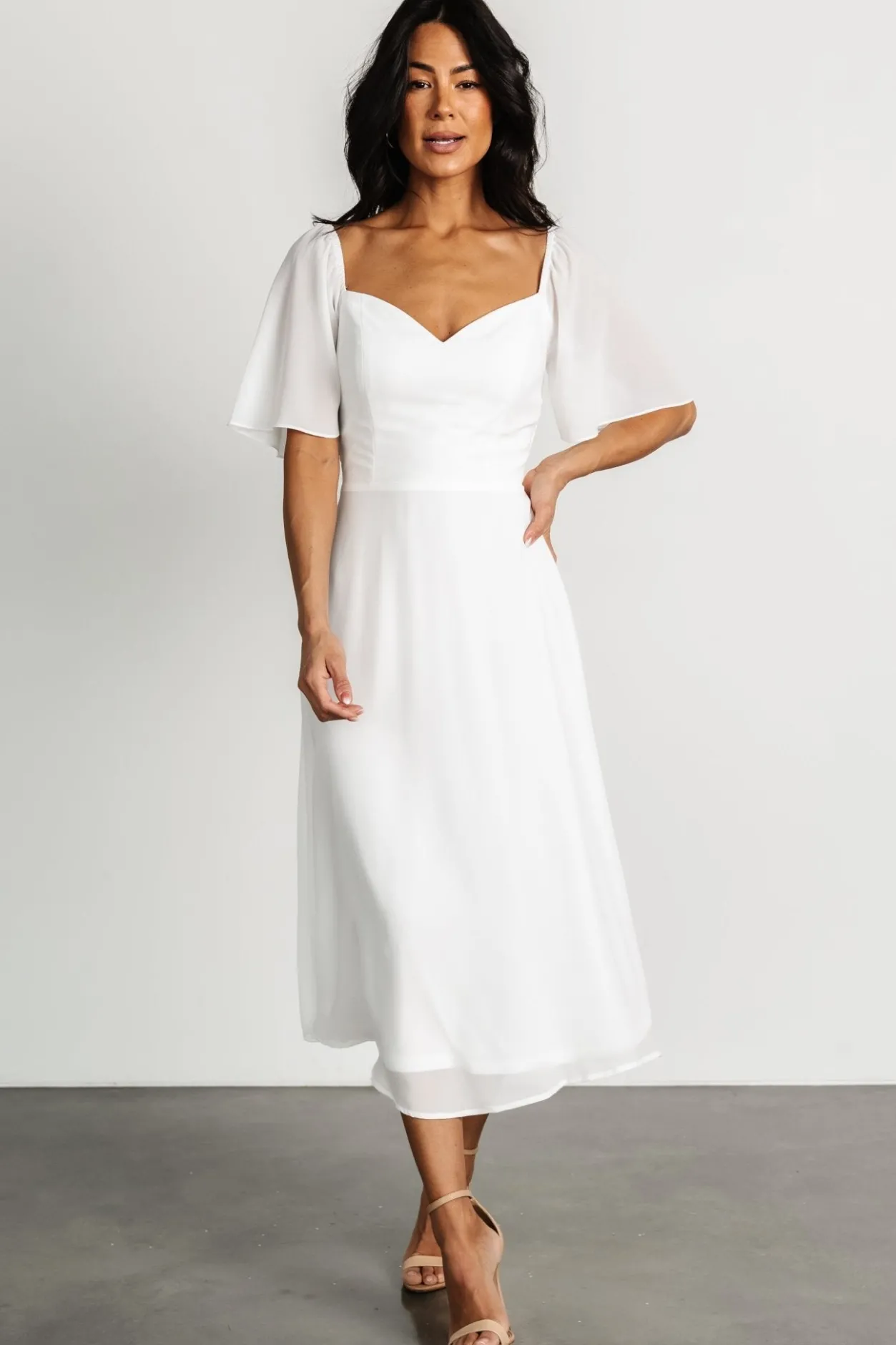 Clearance Baltic Born Colette Sweetheart Midi Dress | White