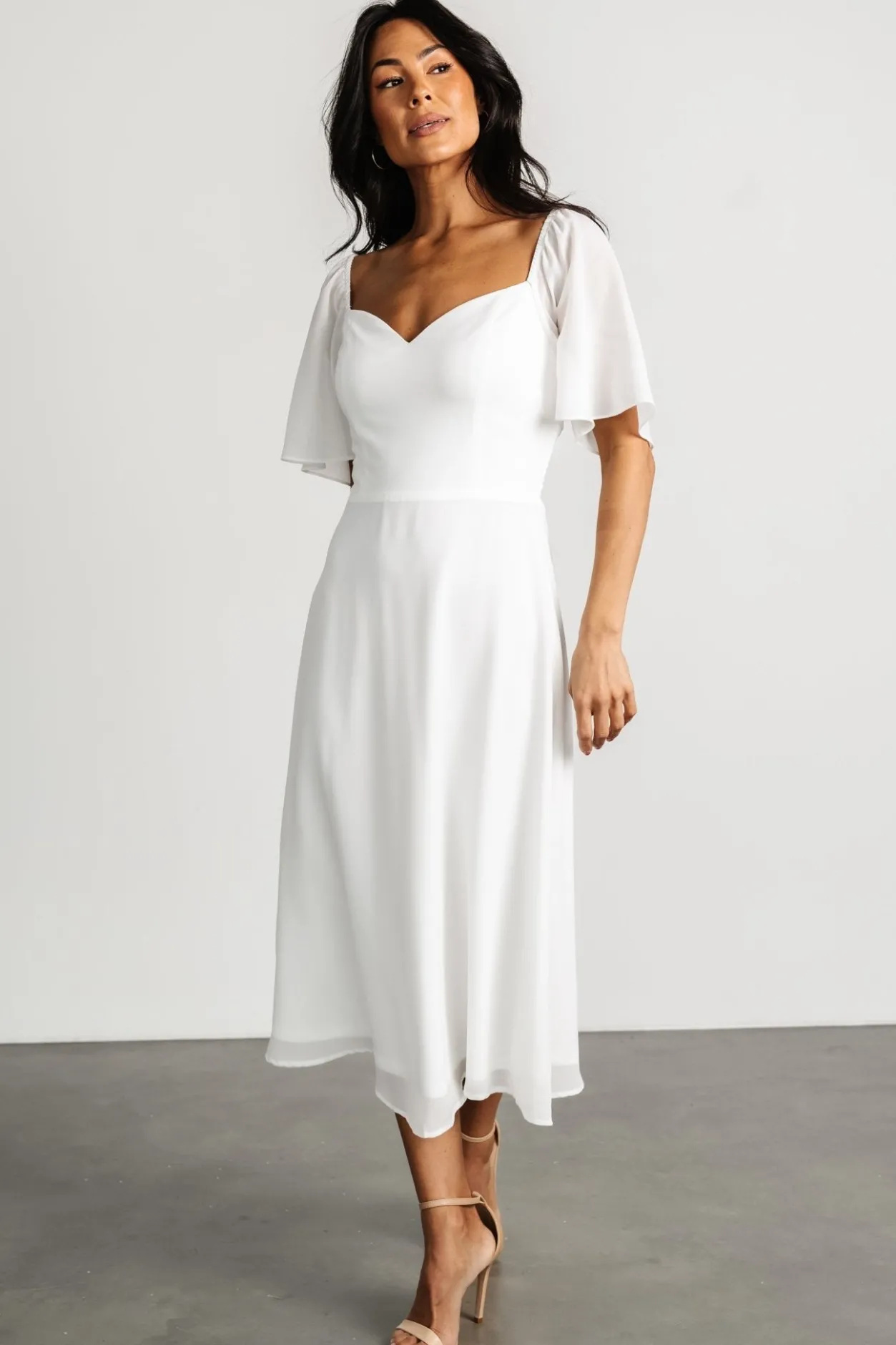 Clearance Baltic Born Colette Sweetheart Midi Dress | White