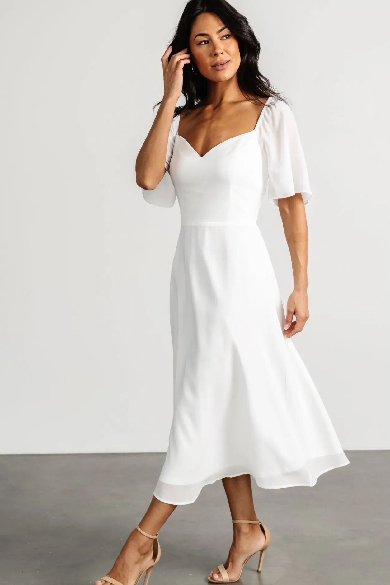 Clearance Baltic Born Colette Sweetheart Midi Dress | White
