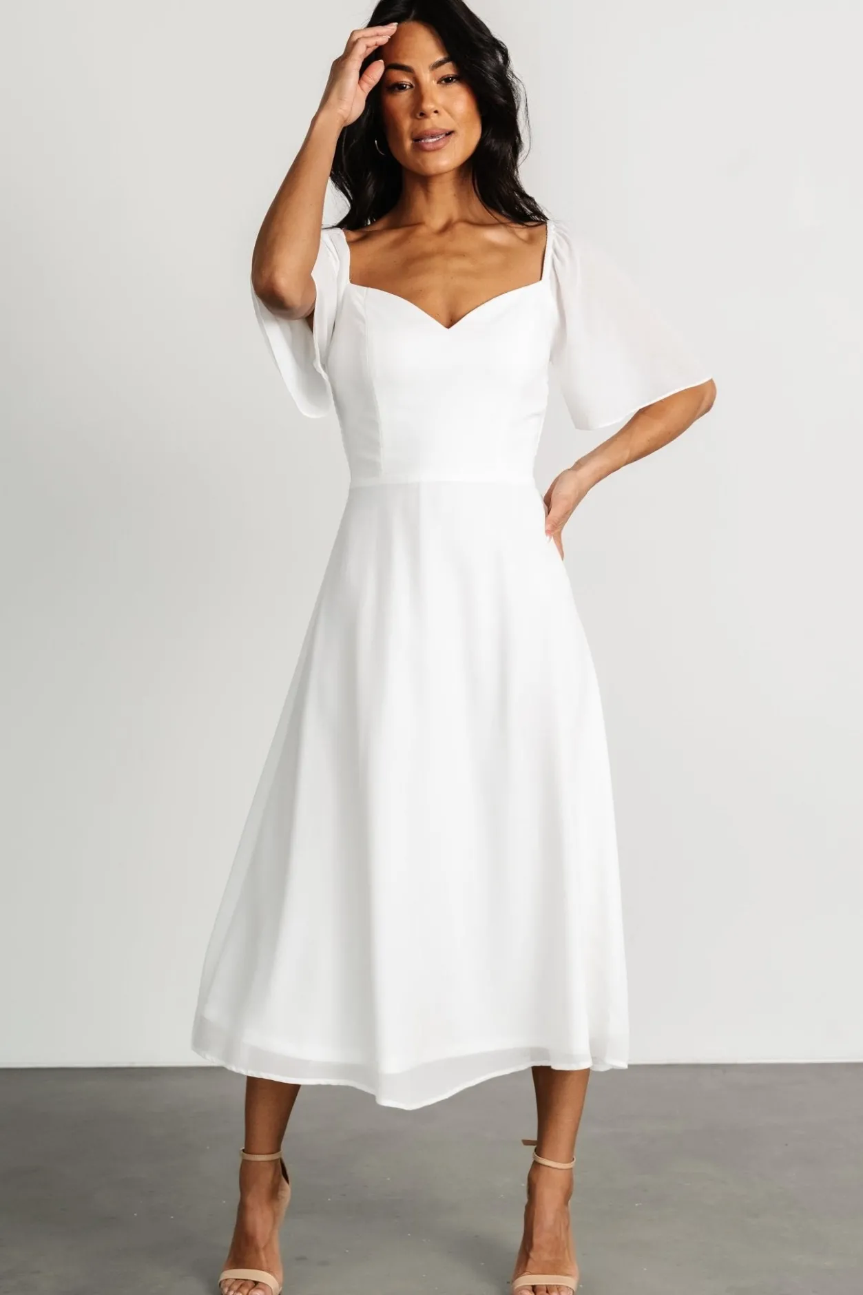 Clearance Baltic Born Colette Sweetheart Midi Dress | White
