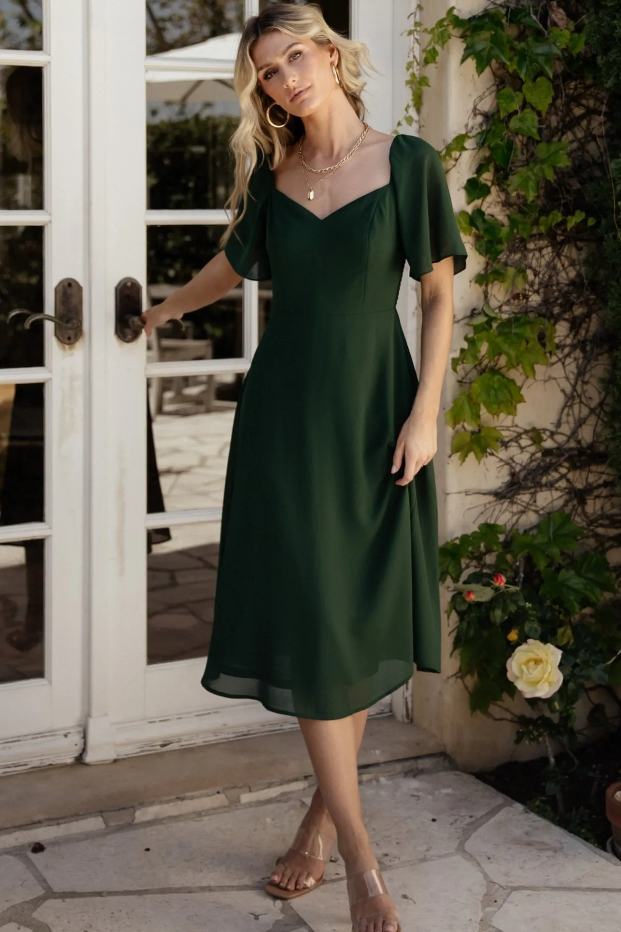 Hot Baltic Born Colette Sweetheart Midi Dress | Evergreen