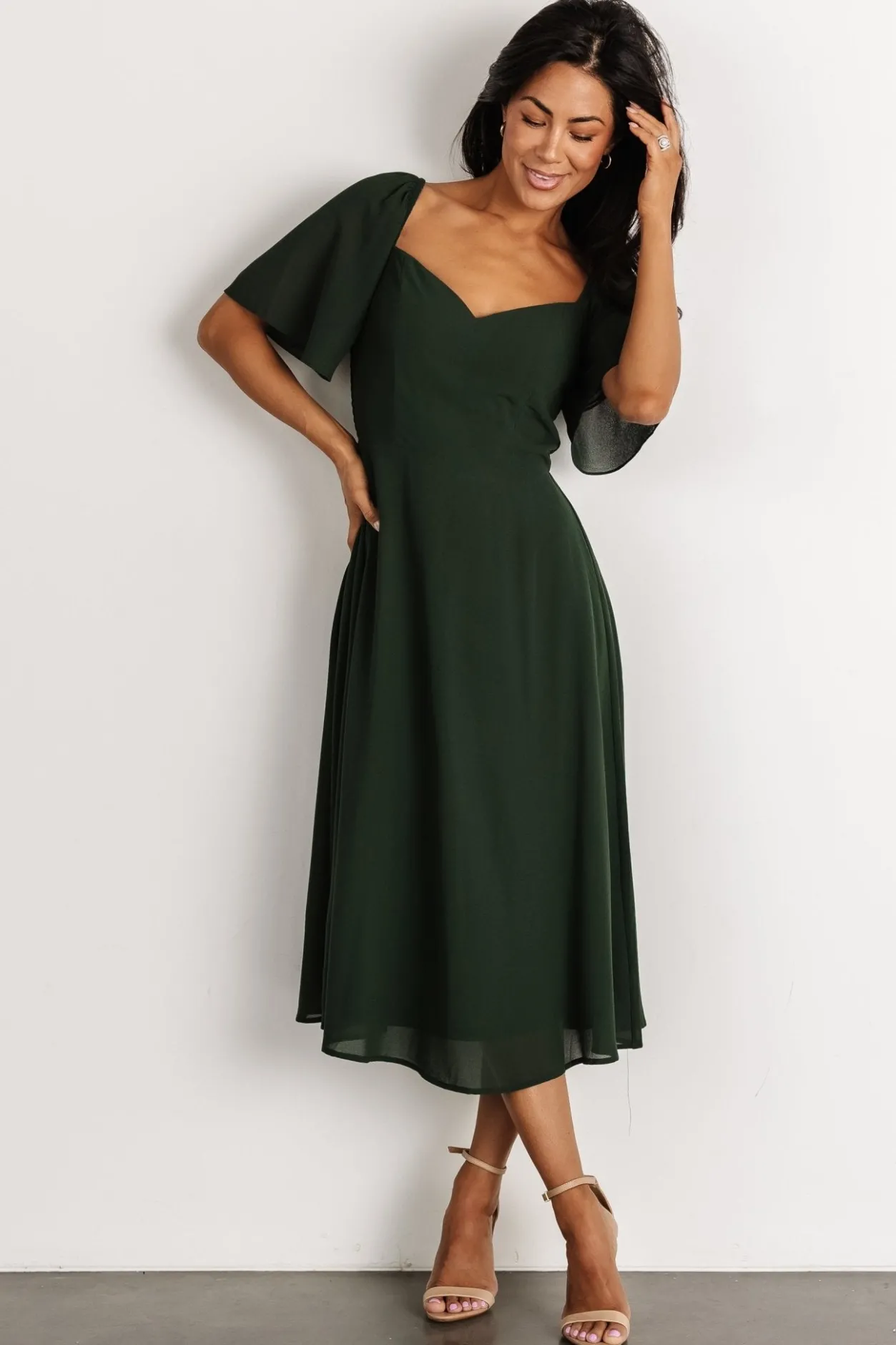 Hot Baltic Born Colette Sweetheart Midi Dress | Evergreen