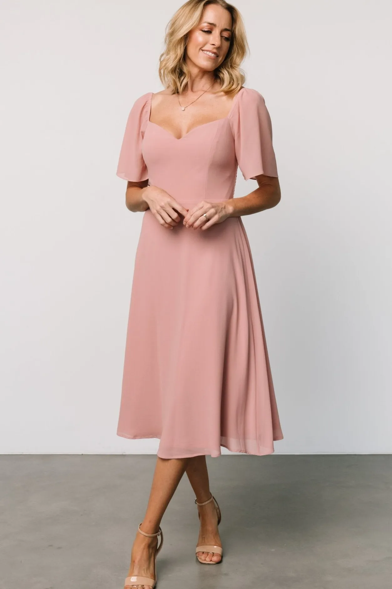 Online Baltic Born Colette Sweetheart Midi Dress | Blush