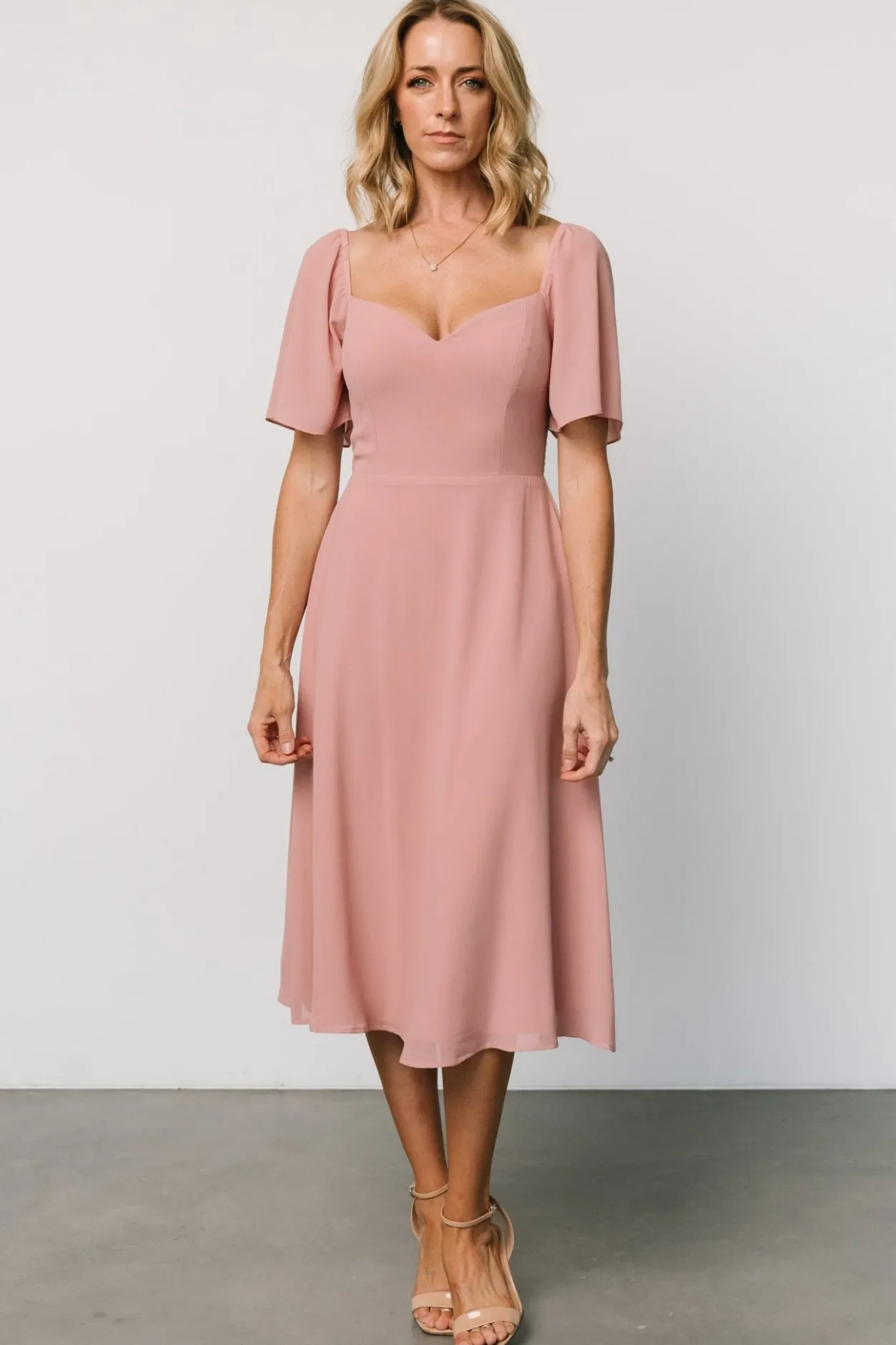Online Baltic Born Colette Sweetheart Midi Dress | Blush