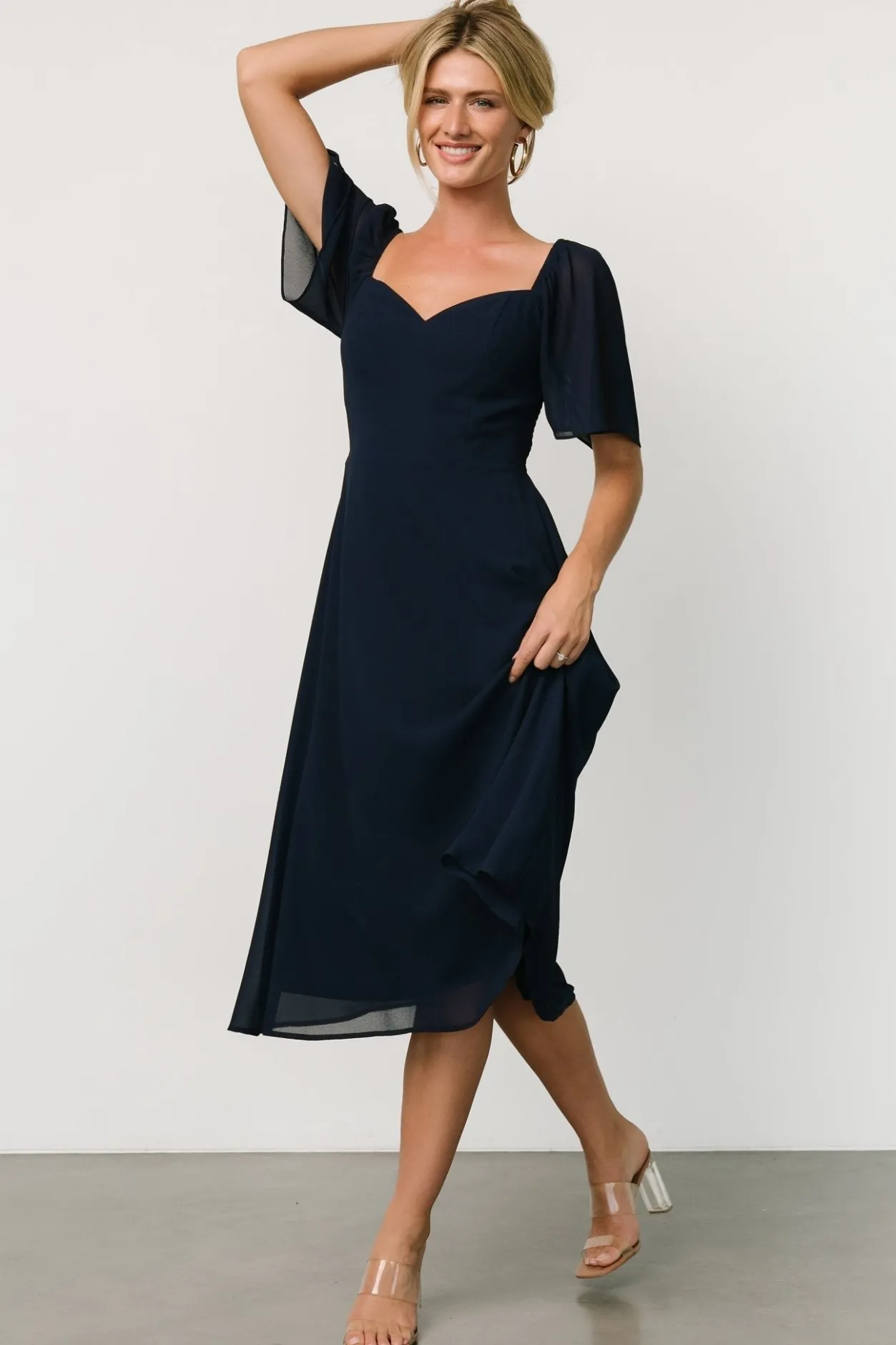 New Baltic Born Colette Sweetheart Midi Dress | Navy