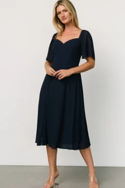 New Baltic Born Colette Sweetheart Midi Dress | Navy